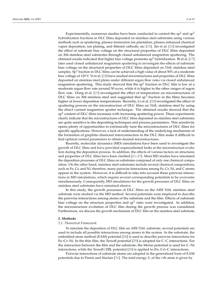 image for page Ảnh hưởng của điện áp phân cực cơ chất lên cấu trúc của màng carbon giống kim cương trên thép không gỉ AISI 316L: Nghiên cứu mô phỏng động lực học phân tử