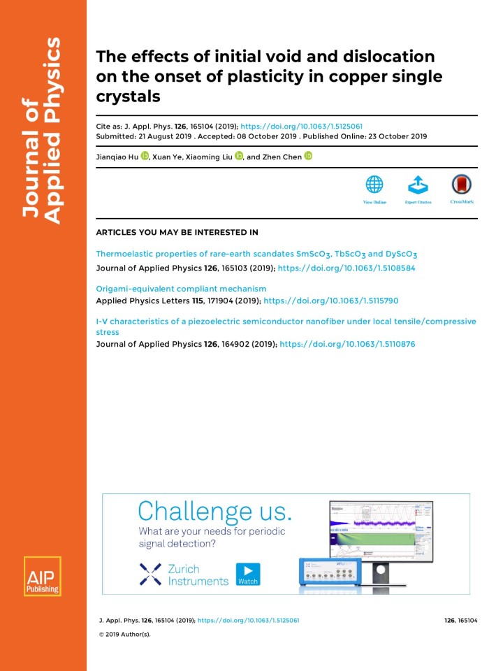 image for page The effects of initial void and dislocation on the onset of plasticity in copper single crystals