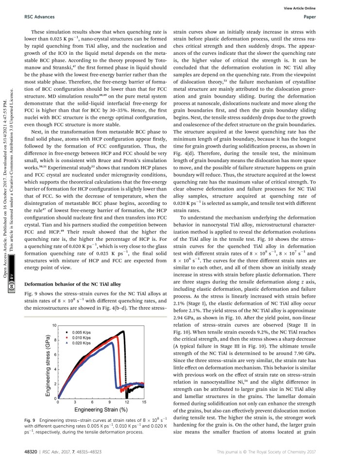 image for page Molecular dynamic simulation of nanocrystal formation and tensile deformation of TiAl alloy