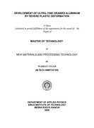 Development of ultra-fine grained aluminium by severe plastic deformation