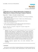 Application of Severe Plastic Deformation Techniques to Magnesium for Enhanced Hydrogen Sorption Properties