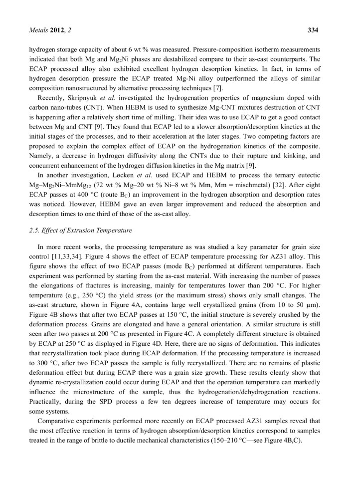 image for page Application of Severe Plastic Deformation Techniques to Magnesium for Enhanced Hydrogen Sorption Properties