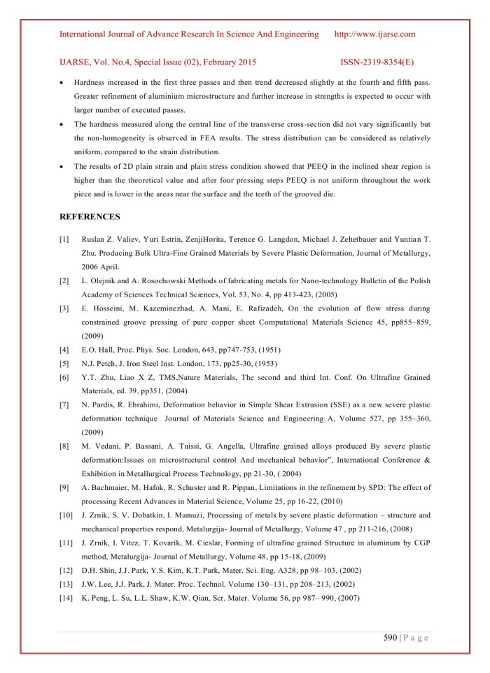 image for page Experimental and computational simulation of producing ultra-fine grain structure processed by CPG