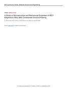 A Study on Microstructure and Mechanical Properties of AZ31 Magnesium Alloy after Constrained Groove Pressing