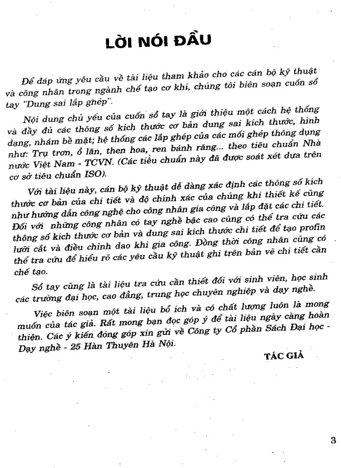 Sổ tay dung sai lắp ghép