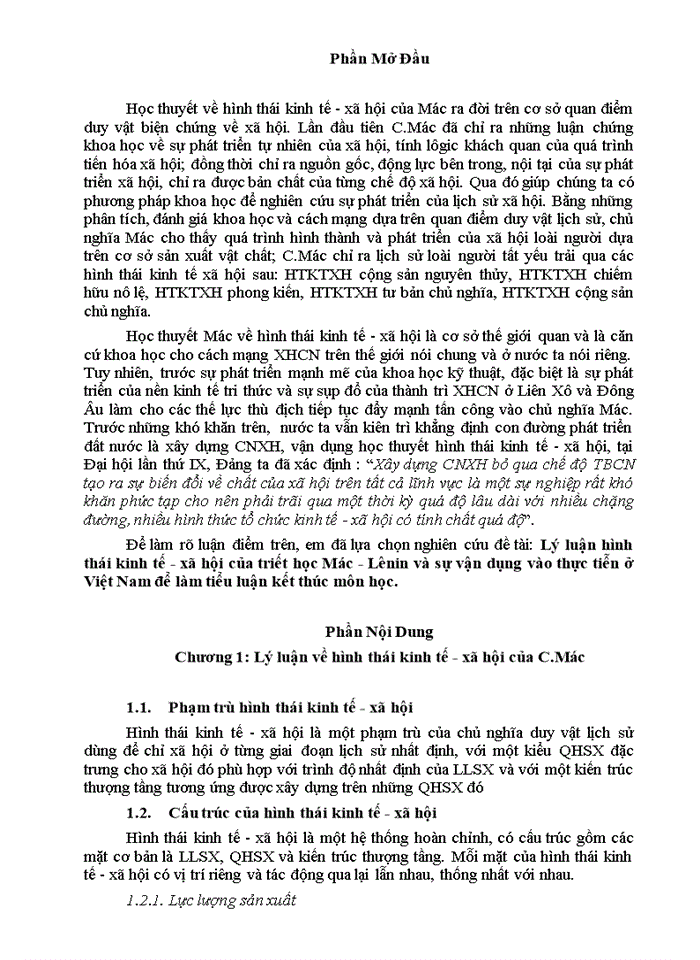 image for page Lý luận hình thái kinh tế - xã hội của triết học Mác - Lênin và sự vận dụng vào thực tiễn ở Việt Nam để làm tiểu luận kết thúc môn học.