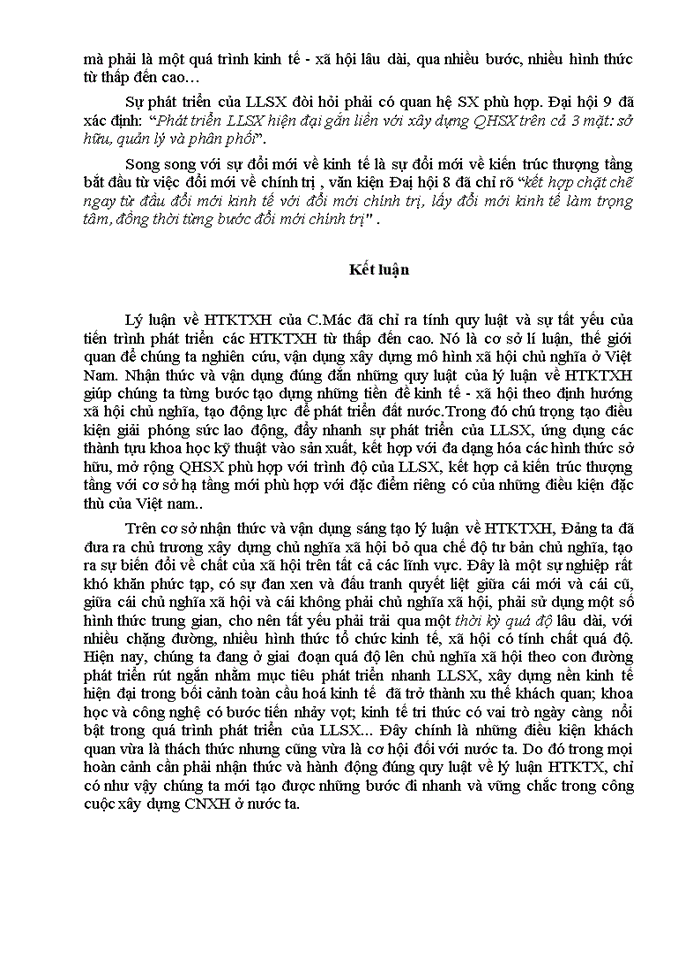 image for page Lý luận hình thái kinh tế - xã hội của triết học Mác - Lênin và sự vận dụng vào thực tiễn ở Việt Nam để làm tiểu luận kết thúc môn học.