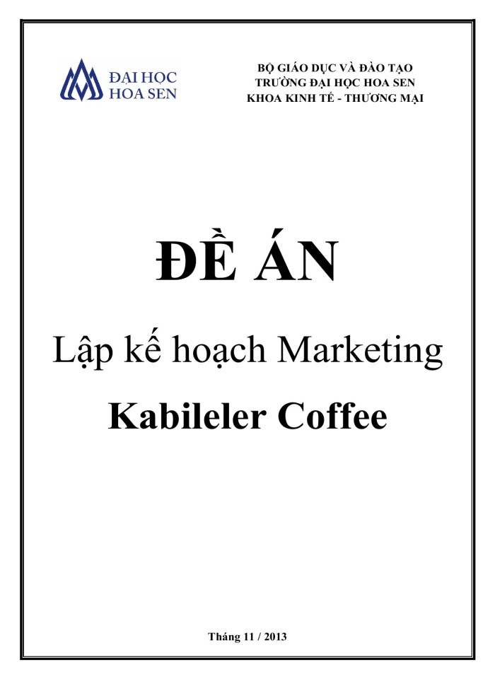 Lập kế hoạch Marketing Kabileler Coffee