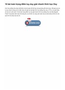 10 bài toán trọng điểm tuy duy giải nhanh Hình học Oxy