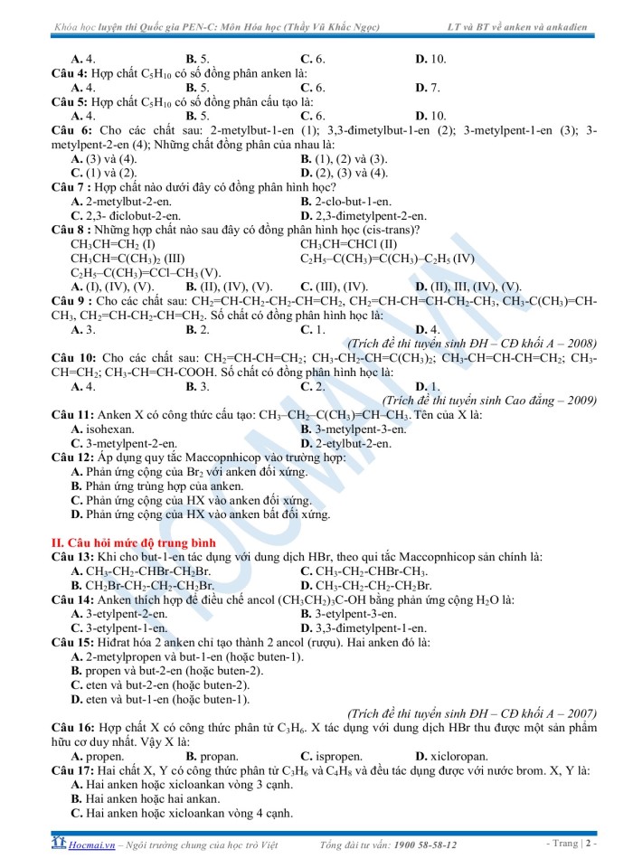 image for page Lý thuyết trọng tâm và bài tập ankan, xicloankan
