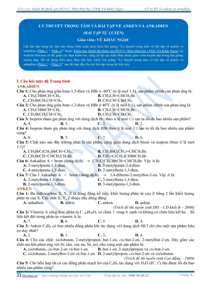 image for page Lý thuyết trọng tâm và bài tập ankan, xicloankan