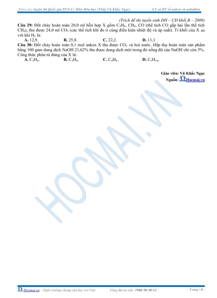 image for page Lý thuyết trọng tâm và bài tập ankan, xicloankan