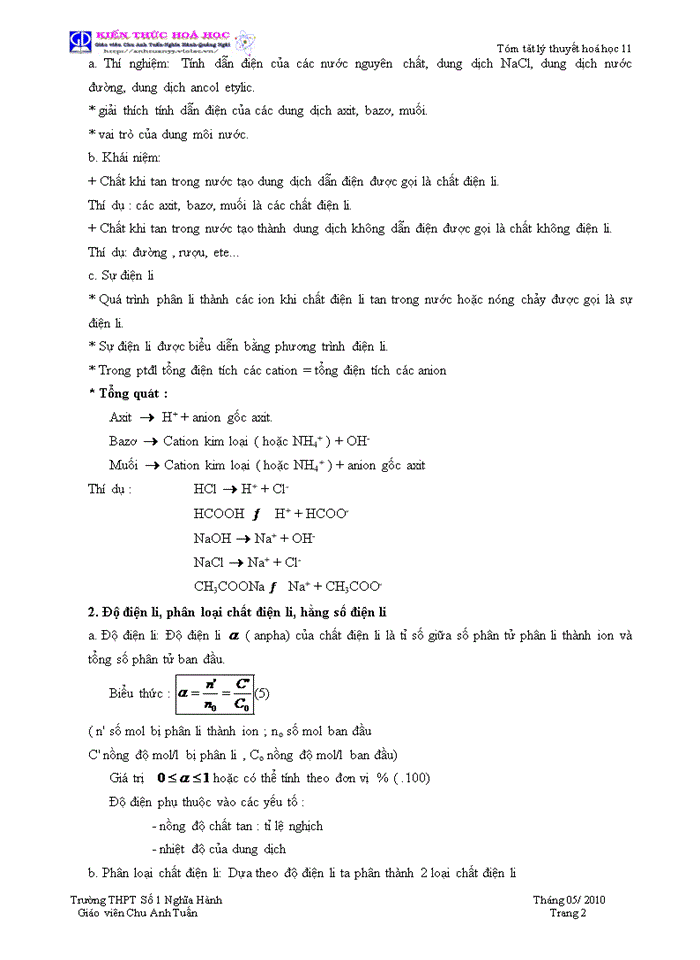 image for page Tóm tắt lý thuyết hóa học 11