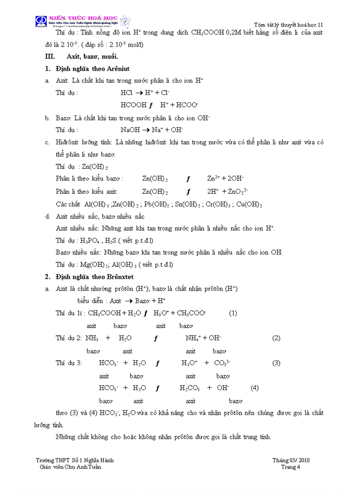 image for page Tóm tắt lý thuyết hóa học 11