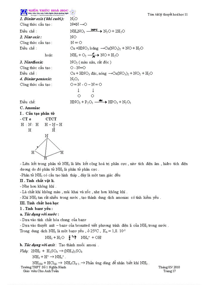 image for page Tóm tắt lý thuyết hóa học 11