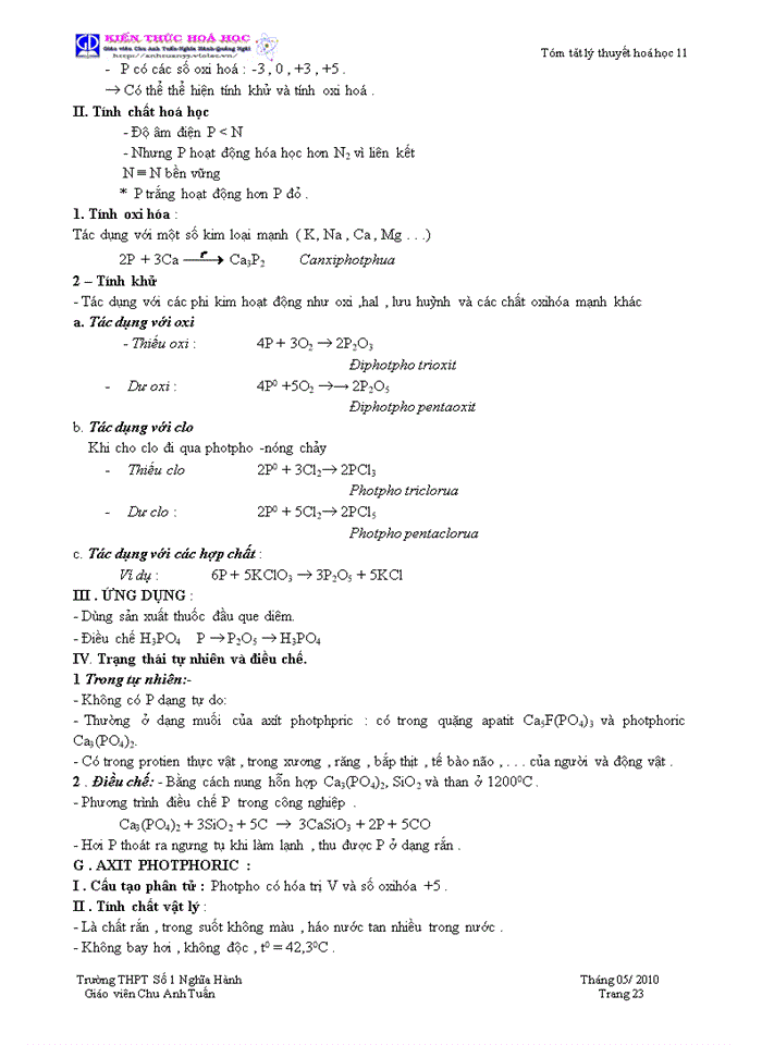 image for page Tóm tắt lý thuyết hóa học 11