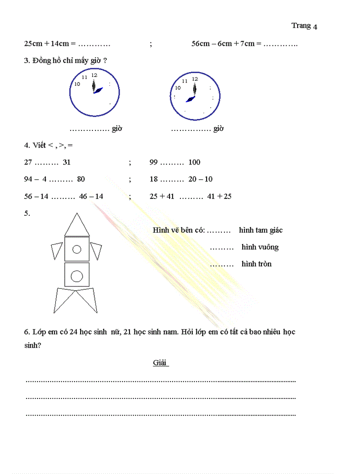 30 đề thi học kỳ 2 môn toán lớp 1