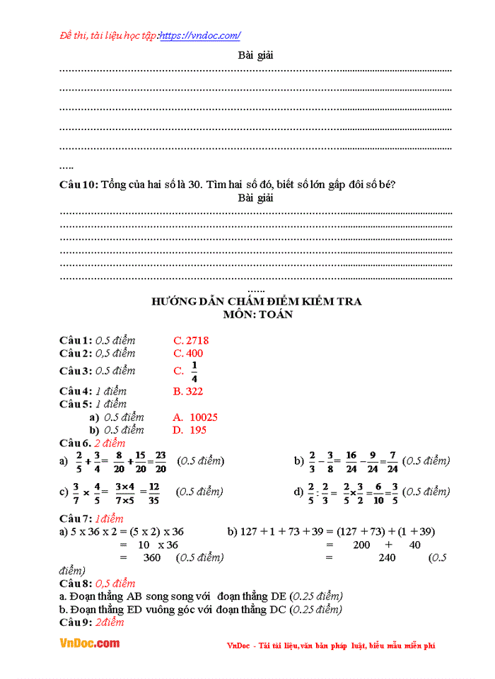 image for page Bộ đề thi học kì 2 môn toán lớp 4