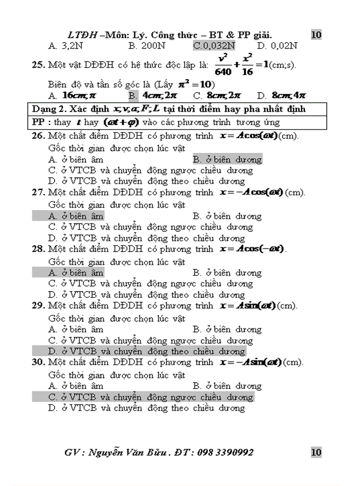 image for page Các dạng bài tập, phương pháp  giải dao động điều hòa