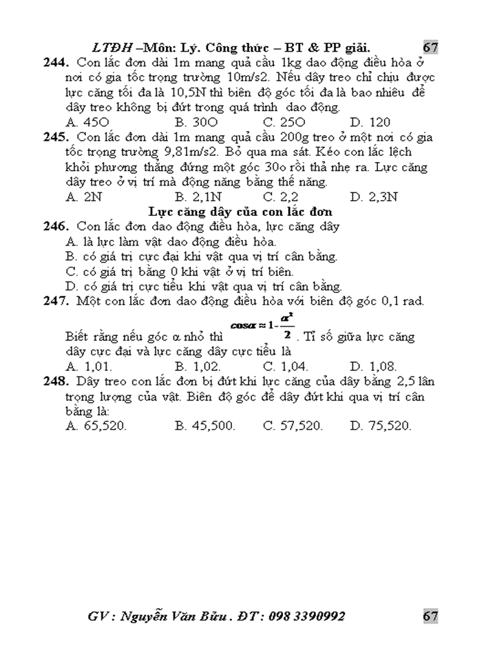 image for page Các dạng bài tập, phương pháp  giải dao động điều hòa