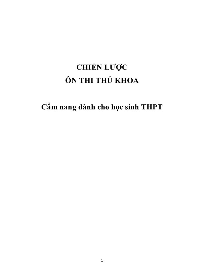 Chiến lược ôn thi thủ khoa