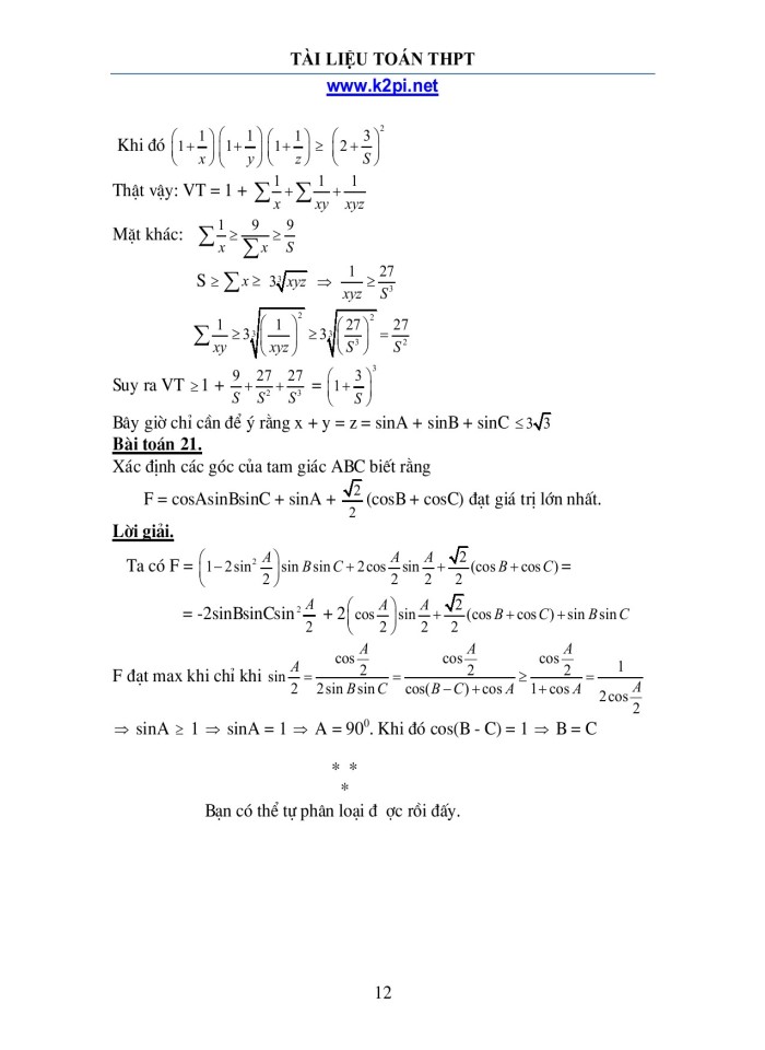 image for page Lượng giác áp dụng vào tam giác