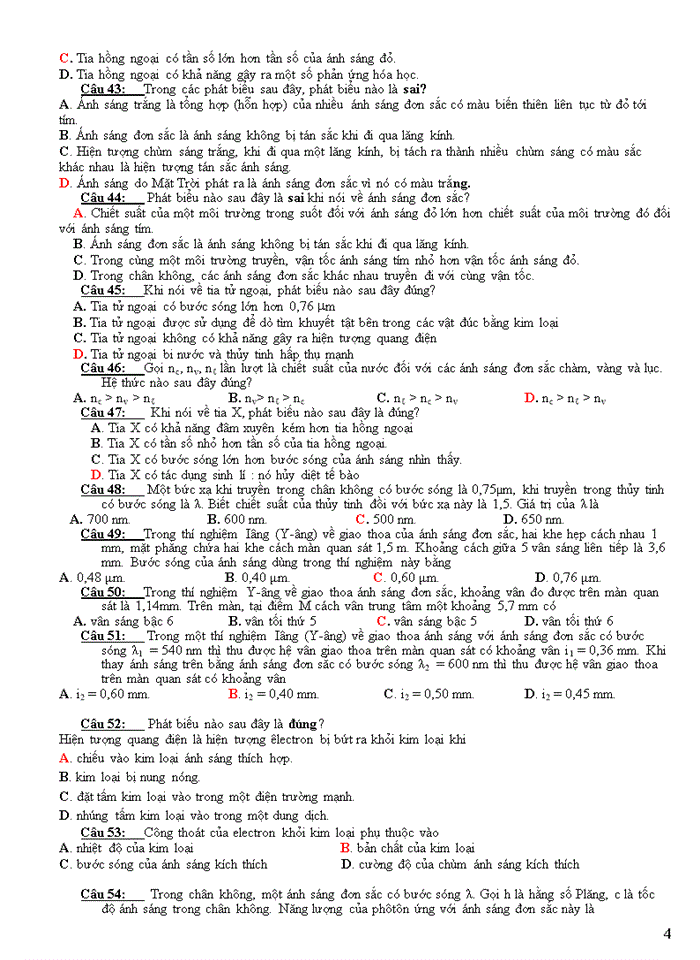 image for page Đề cương ôn tập học kì II lý khối 12