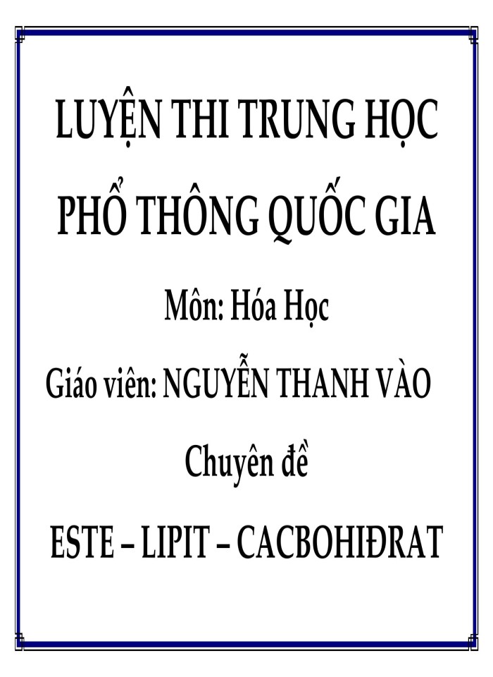 image for page Chuyên đề este – lipit – cacbohiđrat