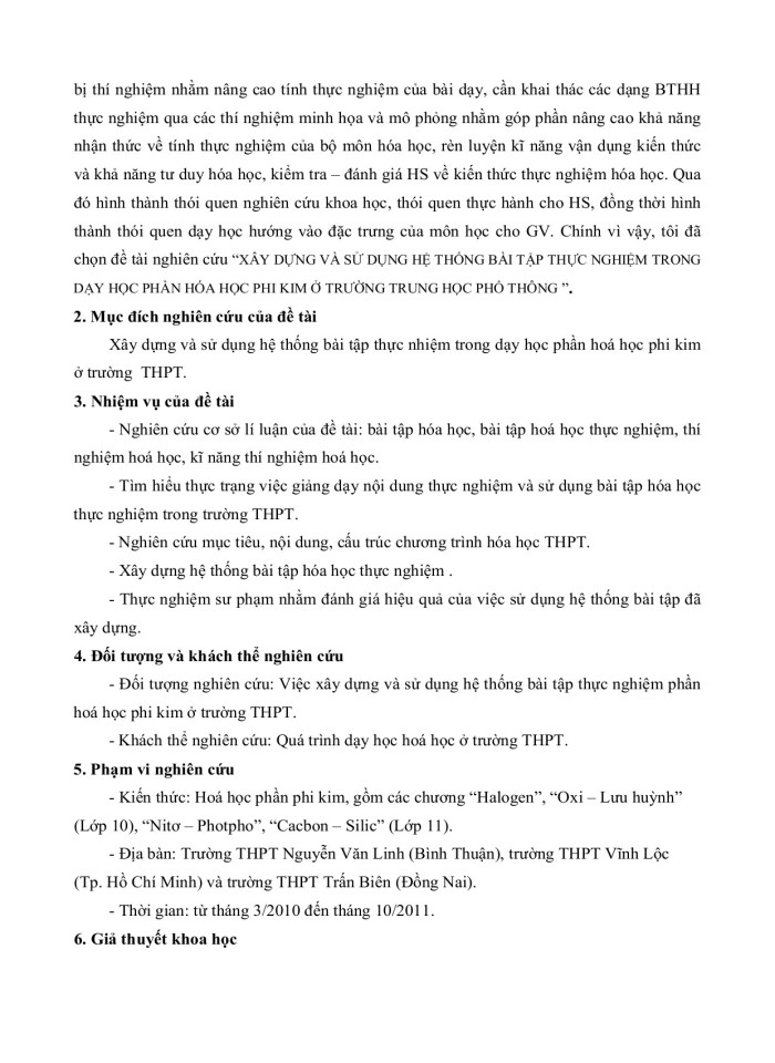 image for page Xây dựng và sử dụng hệ thống bài tập thực nghiệm trong dạy học phần hóa học phi kim ở trường trung học phổ thông