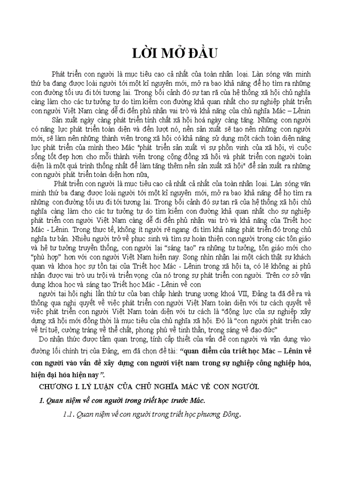 image for page Quan điểm của triết học Mác – Lênin về con người vào vấn đề xây dựng con người việt nam trong sự nghiệp công nghiệp hóa, hiện đại hóa hiện nay