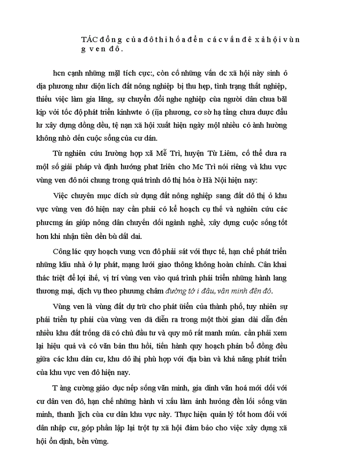 image for page Tác động của đô thị hóa đến các vấn đề xã hội vủng ven đô Hà Nội hiện nay, nghiên cứu trường hợp xã Mễ Trì, huyện Từ Liêm