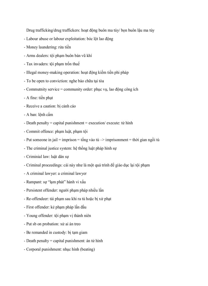 image for page Từ vựng tiếng anh chủ đề pháp luật