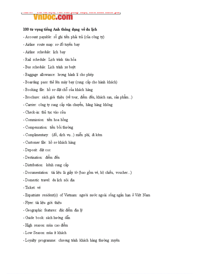 image for page 100 từ vựng tiếng Anh thông dụng về du lịch