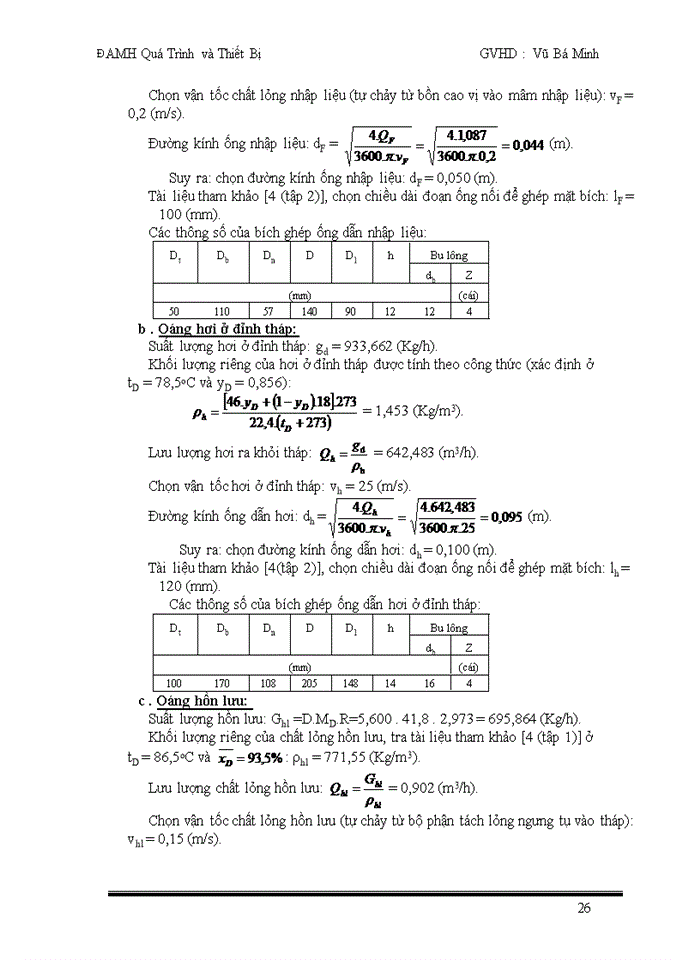image for page Thiết kế tháp chưng cất hệ Etanol - Nước hoạt động liên tục với nâng suất nhập liệu : 1000 kg/h có nồng độ 10% mol etanol