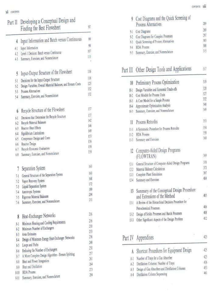 Douglas conceptual design of chemical processes