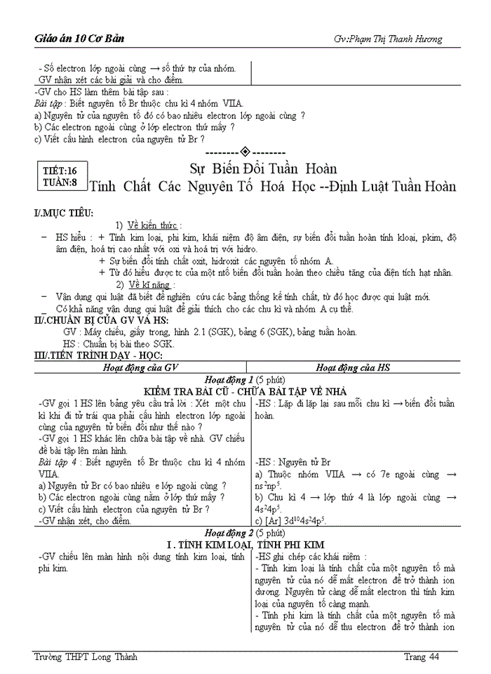 image for page Giáo án môn hóa học lớp 10 Cơ Bản
