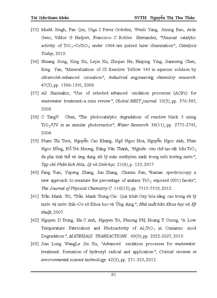 image for page Tổng hợp xúc tác dị cấu trúc CoTiO3-TiO2 cho phản ứng quang phân hủy cinnamic acid ở pha lỏng.