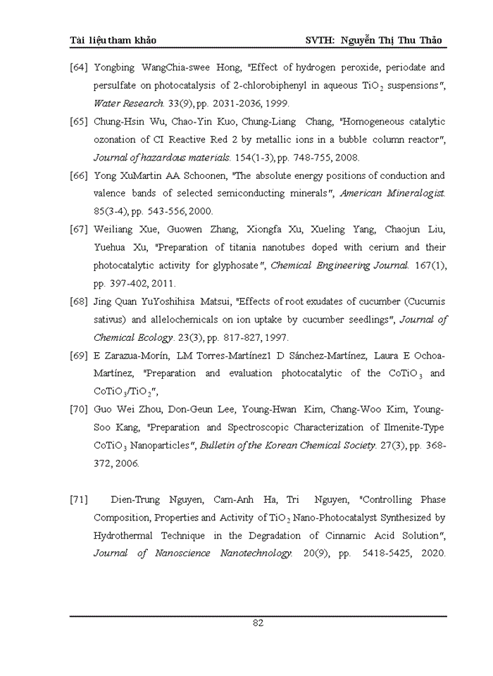 image for page Tổng hợp xúc tác dị cấu trúc CoTiO3-TiO2 cho phản ứng quang phân hủy cinnamic acid ở pha lỏng.