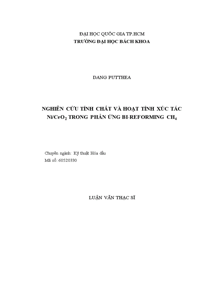 image for page Nghiên cứu tính chất và hoạt tính xúc tác Ni/CeO2 trong phản ứng Bi-Reforming CH4