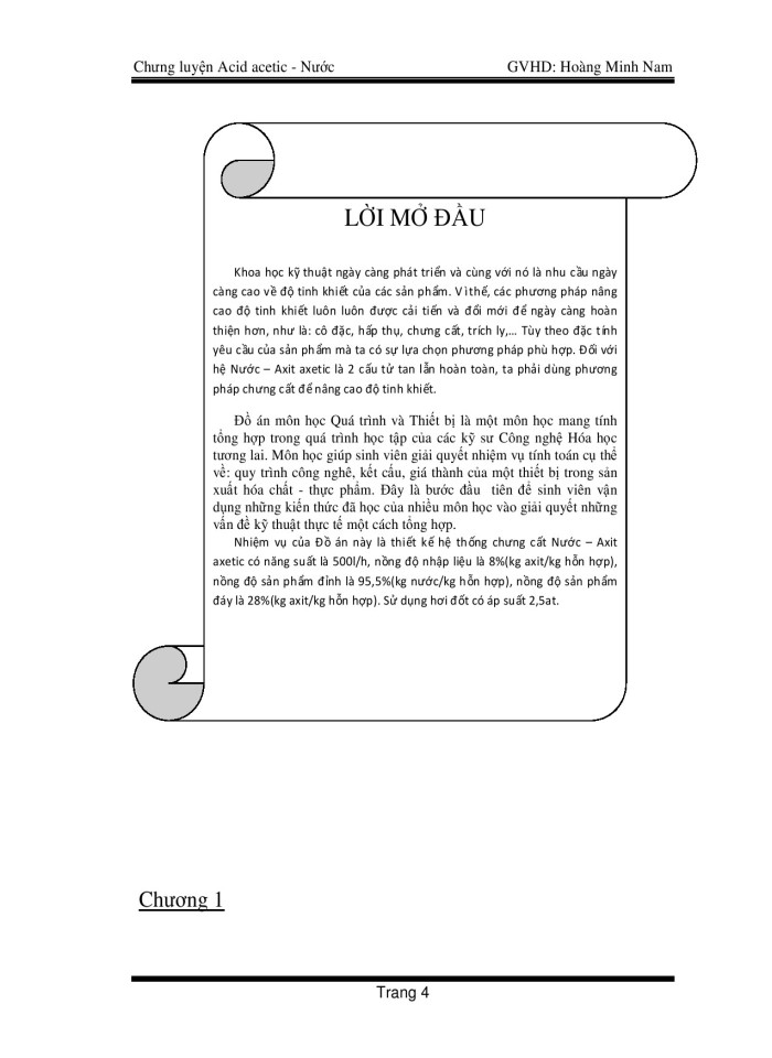 image for page Thiết kế hệ thống chưng cất Nước – Axit Axetic có năng suất là 500l/h