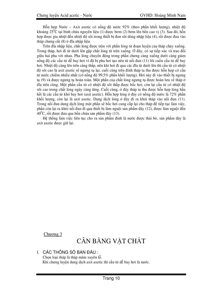 image for page Thiết kế hệ thống chưng cất Nước – Axit Axetic có năng suất là 500l/h