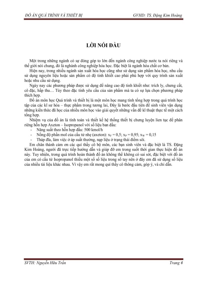 image for page Thiết kế hệ thống thiết bị chưng luyện liên tục để phân riêng hỗn hợp Axeton – Isopropanol