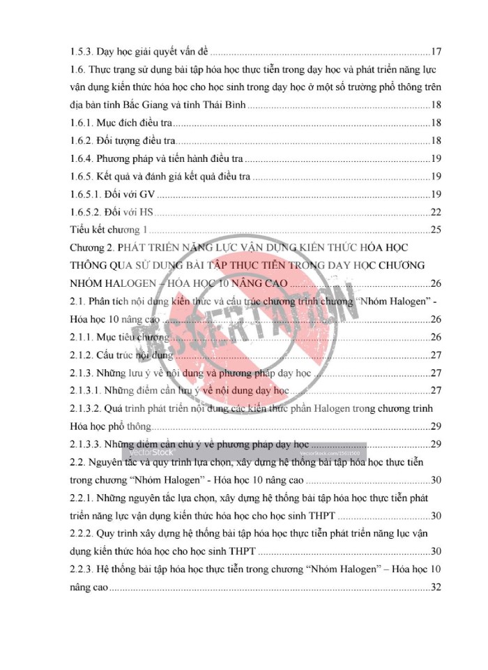 image for page Phát triển năng lực vận dụng kiến thức hóa học cho học sinh thông qua sử dụng bài tập thực tiễn chương nhóm Halogen