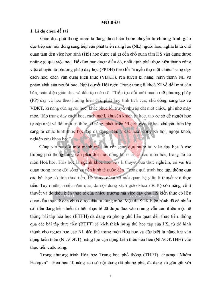 image for page Phát triển năng lực vận dụng kiến thức hóa học cho học sinh thông qua sử dụng bài tập thực tiễn chương nhóm Halogen