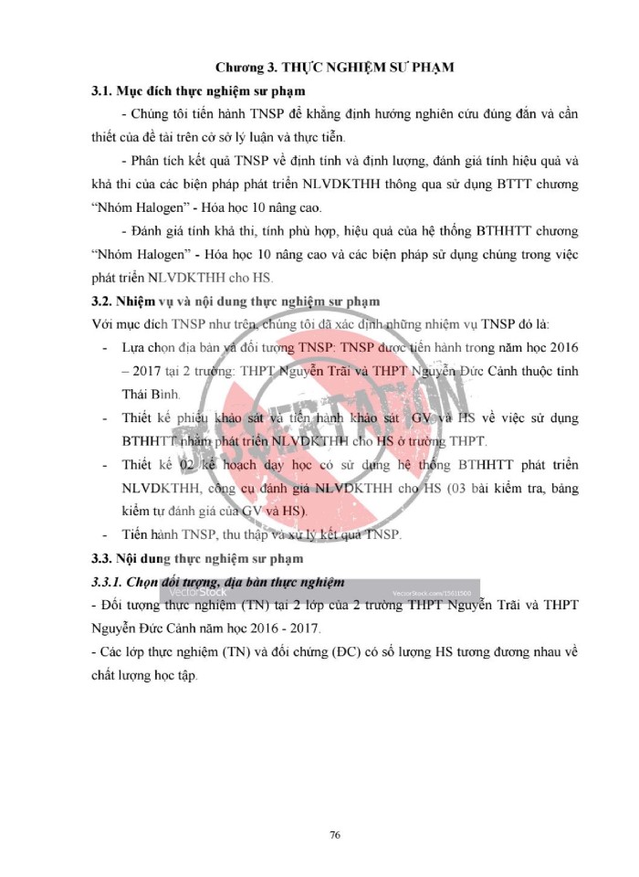 image for page Phát triển năng lực vận dụng kiến thức hóa học cho học sinh thông qua sử dụng bài tập thực tiễn chương nhóm Halogen