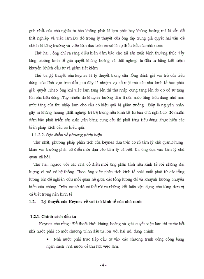 Lý thuyết của Keynes về vai trò kinh tế của nhà nước và sự vận dụng ở nước ta hiện nay