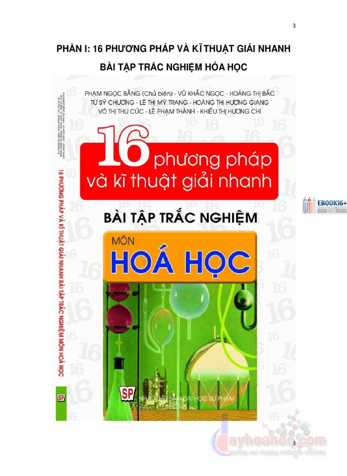 16 phương pháp và kỹ thuật giải nhanh bài tập trắc nghiệm hóa học