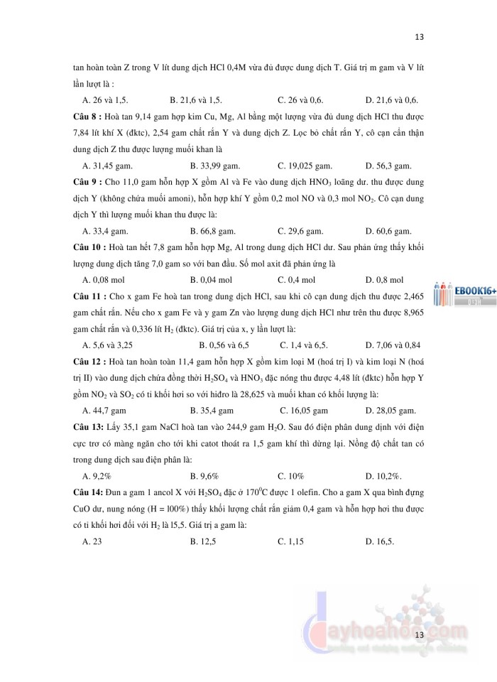 image for page 16 phương pháp và kỹ thuật giải nhanh bài tập trắc nghiệm hóa học