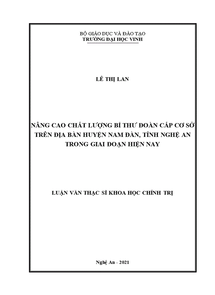 image for page Nâng cao chất lượng bí thư đoàn cấp cơ sở  trên địa bàn huyện nam đàn, tỉnh nghệ an trong giai đoạn hiện nay