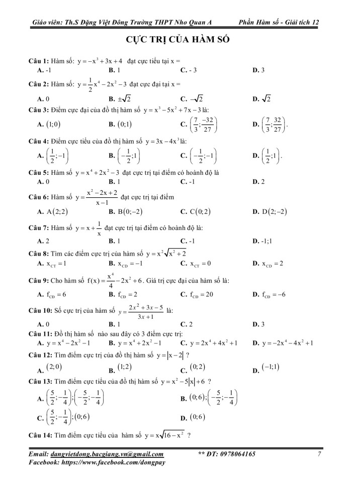 image for page Bài tập trắc nghiệm chuyên đề hàm số